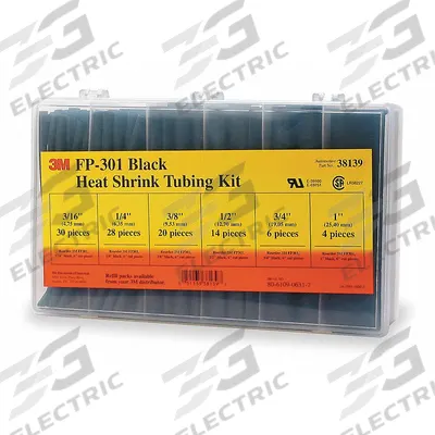 3M Heat Shrink Tubing Kit: 102 Pieces, 1/2 in/1/4 in/1 in/3/16 in/3/4 in/3/8 in - Heat Shrink Tubing Assortment Kits