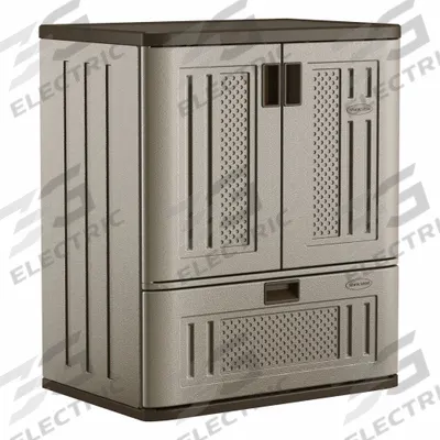 SUNCAST Plastic Storage Cabinet: 30 in x 20 in x 36 in, 1 Fixed and 1 Adj, Solid - Commercial Plastic Shelf Cabinets