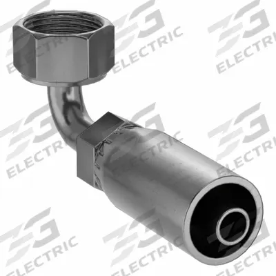 KURT Hydraulic Crimp Fitting: Carbon Steel, 90° Elbow, -6 For Hose Dash Size - Kurt Crimp Hydraulic Hose Fittings with ORS Connection