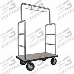 HOSPITALITY 1 SOURCE Bellman Cart: 1 1/2 in Frame Dia, 48 in Overall Lg, 27 in Overall Dp, Gray (MPN TMIDTOWN). Key specifications — Brand: HOSPITALITY 1 SOURCE; Frame Finish: Brushed Steel; Product Type: Bellman Cart.