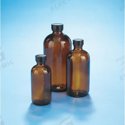 KIMBLE Storage Bottle: 30 mL, Amber, 20-400 mm, Phenolic, 48, PolyCone - Amber Narrow Mouth Round Glass Lab Bottles