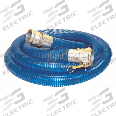 KURIYAMA Water Suction and Discharge Hose: 1 1/2 in Hose Inside Dia., 90 psi, Blue/Clear - PVC Water Suction & Discharge Hose Assemblies with Synthetic Braid & PVC Helix Reinforcement