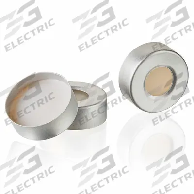 GLOBE SCIENTIFIC Lab Bottle Caps: 20 mm Dia, Silver, Aluminum, PTFE, Septa Included - Crimp Caps