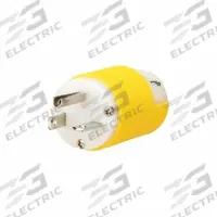 HUBBELL Straight Blade Plug: 6-20P, 250V AC, 20 A, 2 Pole, 3 Blade, White/Yellow (MPN HBL54CM66CST)