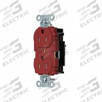 HUBBELL Receptacle: Duplex, 5-15, Red, 125V AC, 15 A, 2 Pole / 3 Wire (MPN 5262STRTR)