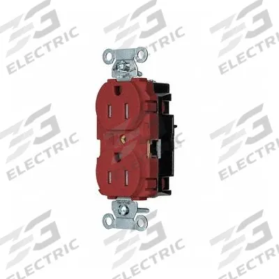 HUBBELL Receptacle: Duplex, 5-15, Red, 125V AC, 15 A, 2 Pole / 3 Wire (MPN 5262STRTR) - General Purpose Receptacles