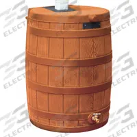 BUSHMAN Rain Barrel: Terra Cotta, 30 in Overall Ht, 23 in Overall Wd, Spigot Included, Rain Barrel (MPN RW50-TC). Key specifications — Product Type: Rain Barrel; Includes: Brass Spigot; Teflon (Plumbers) Tape; Trilingual Instructions; Brand: BUSHMAN; Includes Spigot: Spigot Included; Color: Terra Cotta.