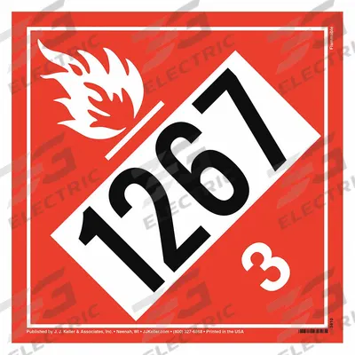 JJ KELLER Container Placard: Flammable Liquid UN 1267, 10 3/4 in x 10 3/4 in - Class 3: Flammable Liquids