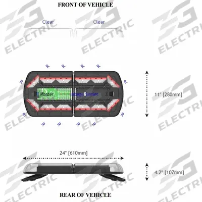 CODE 3 LED Lightbar: Emergency Vehicle Full-Size Light Bar, Red, Clear - Emergency Vehicle Mini Light Bars