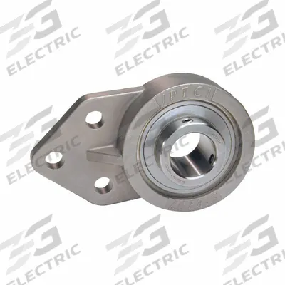 IPTCI BEARINGS 3 Bolt Flange Bearing: Radial Ball, 1 3/8 in Bore, SS, Set Screws - Washdown Flange-Mount Ball Bearings
