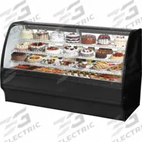 TRUE REFRIGERATION Refrigerated Merchandiser: 49 1/8 in x 77 1/4 in x 39 in, Black, Curved Glass (MPN TGM-R-77-SC/SC-B-W). Key specifications — attr1277723: TRUE REFRIGERATION; attr1277683: R-290; attr1277691: No; attr1277694: Black; attr1280716: Curved Glass; attr1280729: TGM.