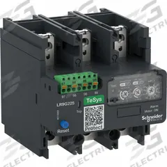 SCHNEIDER Overload Relay: Electronic Protection, 3 Poles, 1NO/1NC, Phase Loss Sensitivity (MPN LR9G115). Key specifications — Brand: SCHNEIDER; Auxiliary Contact Form: 1NO/1NC; Compatible Contactor Series: TeSys; Trip Class: 5E/30E; Terminal Connection Type: Wire Leads; Maximum Voltage Rating: 1000V AC; Phase Loss Sensitivity: Yes; Thermal Units Required: Not Applicable to Electronic Type Overload Relays.