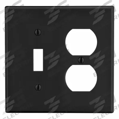 HUBBELL Wall Plate: Combo, 2 Gang, Black - Combination Wall Plates