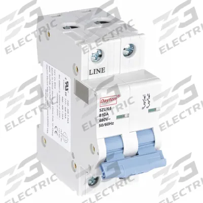Dayton Supplementary Protector: 10 A Amps, 7.5kA at 480V AC, Screw Clamp, NDB2-63 - B-Curve, 2-Pole UL1077 DIN Rail-Mount Supplementary Protectors