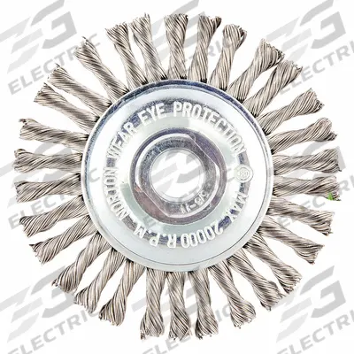 APPROVED VENDOR Wire Wheel Brush: Twisted Stainless Steel, 4" Dia x 1/4" Wd - Heavy-Cleaning Brushes for Contoured Stainless Steel Surfaces