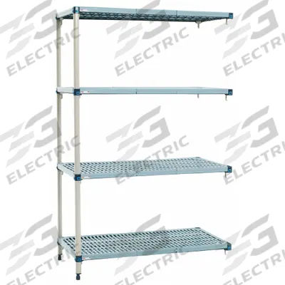 METRO Shelf Plastic Industrial Shelving (4): 18 in x 60 in, 62 in Overall Ht - Quick-Adjust Antimicrobial Stationary Plastic Shelving