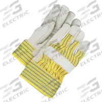 BDG Leather Gloves: Universal, Double Palm, Cowhide, Std, Glove, Full Finger, Safety Cuff, 1 PR (MPN 40-1-1511PP). Key specifications — Size- Alpha: Universal; Brand: BDG; Glove Back Color: Beige/Yellow; Glove Back Material: Cotton Canvas; Glove Liner Material: Cotton Fleece; Oil Resistant: No; Includes Double Palm: Yes; Palm Color: Beige.