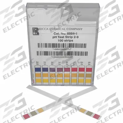 RICCA CHEMICAL pH Test Strips: 2 pH to 9 pH, 0.5 pH Resolution, 4 in Overall Lg - High Precision pH Strips