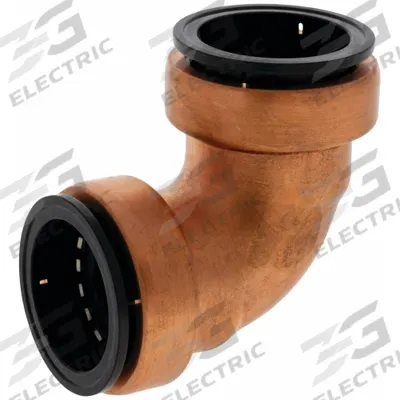 NIBCO Push-Fit Elbow Fitting: 90° Elbow, 1 in OD x 1 in OD Size - Copper Push-to-Connect Tube Fittings