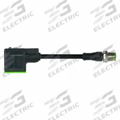 MURRELEKTRONIK Cordset: M12 Male Straight x DIN Form A, 1 m Cable Lg, PUR, Black, 3 Pins, IP67 (MPN 7000-40881-6360100). Key specifications — Wire Size: 18 AWG; Brand: MURRELEKTRONIK; Cable Jacket Color: Black; IP Rating: IP67.