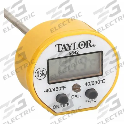 TAYLOR Digital Food Service Thermometer: Food Safety, LCD, 6 in Overall Lg - Digital Thermometers for Food