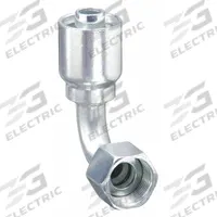 PARKER Hydraulic Crimp Fitting: Steel x Steel, 90° Elbow, -6 For Hose Dash Size, Female x Genderless (MPN 13943-8-6). Key specifications — Fitting Gender: Female x Genderless; Fitting Connection Type: JIC x Crimp; Thread Size: 3/4"-16; For Hose Dash Size: -6; Brand: PARKER.