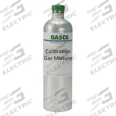 GASCO Calibration Gas: Nitrogen, Disposable, +/-5% Accuracy, CO2/H2S/O2, Calibration Gas, Cylinder (MPN X04NI80CA340000). Key specifications — For Use With: All OEM Gas Detectors; Background Gas: Nitrogen; Brand: GASCO; Gas Mixture: Hydrogen Sulfide 25 ppm; Reusability: Disposable.