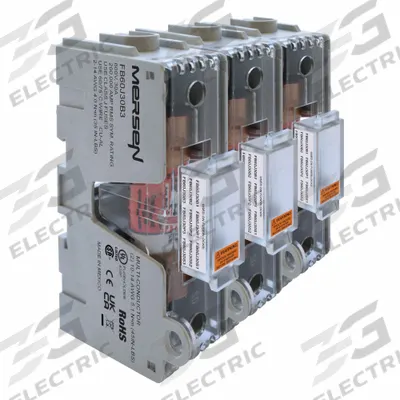 MERSEN Fuse Block: Open Block Design, 3 Pole, 600 V AC - Fuse Blocks for UL Class J Fuses
