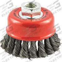 APPROVED VENDOR Cup Brush: Twisted Steel, 2 3/4 in Dia, 0.02 in Fill Dia, 5/8"-11 Arbor (MPN 66254443297). Key specifications — Brand: APPROVED VENDOR; Bristle Type: Standard Twist Knot Wire; Connection Size & Type: 5/8"-11 Arbor Hole.