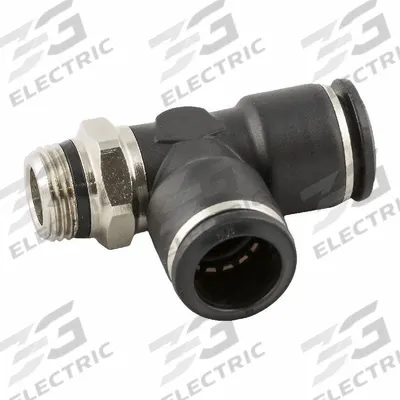 AIGNEP USA Push-Fit Tee Fitting: 10 mm OD x 10 mm OD x 1/4 in Pipe Size, Nylon - Nylon & Nickel-Plated Brass Tube Fittings