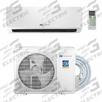 HESSAIRE Mini-Split Air Handler/Condenser: 8,000 BtuH to 24,000 BtuH, 1,000 sq ft – 1,200 sq ft (MPN H24TT2). Key specifications — Brand: HESSAIRE; Voltage: 230V AC; Special Features_Broad: Remote Control.