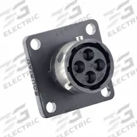 SOURIAU Electrical Connector: Trim Trio UTGX 10, Square Flange Receptacle, 4 Contacts, 10 A, 500V (MPN UTGX0104S). Key specifications — attr1043586: 30 AWG to 14 AWG; attr1043574: Contacts Not Included; attr1020114: SOURIAU; attr1043080: 1/3 Bayonet; attr1043085: IP68; attr1043079: Trim Trio UTGX; attr1043575: Female; attr1043093: 500V.