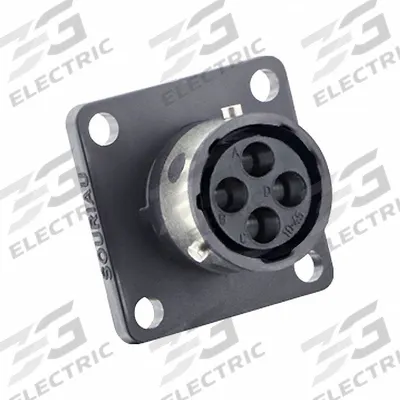 SOURIAU Electrical Connector: Trim Trio UTGX 10, Square Flange Receptacle, 4 Contacts - Trim Trio UTGX Harsh Environment Circular Connectors