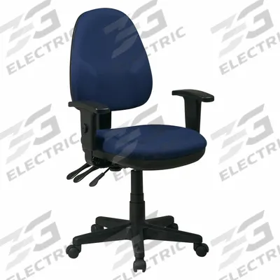OFFICE STAR Office Chair: Ht/Left/Right Slide, Blue, Fabric Material, 18 1/2 in Back Ht - Adjustable-Arm Office Chairs