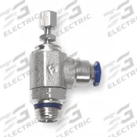 AIGNEP USA Universal Flow Control: Elbow Fitting, Knob, 3/8 in Valve Body Size, 3/8 in Tube (MPN 88958-06-04). Key specifications — attr947203: Stainless Steel; attr947205: AIGNEP USA.