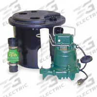 ZOELLER Sink Drain Pump System: 5 gal, 1/3 hp, 115V AC, 34 gpm Flow Rate @ 10' of Head, 9.7 A, Male (MPN 105-0001). Key specifications — Brand: ZOELLER; Rated Voltage: 115V AC; Discharge Location: Top; Switch: Integral Vertical.