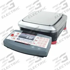 OHAUS Industrial Bench Scale: 8 3/8 in x 8 3/8 in, IP54, Column-Mounted/Corded Remote/Front-Mounted (MPN R71MHD6). Key specifications — Connection Ports: USB; Readability: 0.00005 lb/0.02 g; Brand: OHAUS; Weighing Surface Material: Stainless Steel.