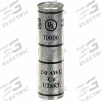 3M Open Barrel Splices: 2/0 AWG Wire Size, Black Code, 2 in, Copper Barrel, 2/0 AWG Max Wire Size (MPN 10006). Key specifications — Die Code: 45; Brand: 3M; Color Code: Black.