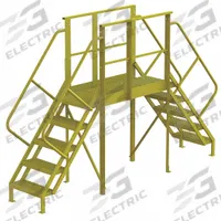 TRI-ARC Crossover Bridge: 4.2 ft Platform Ht, Steel, 1,000 lb Load Capacity, Serrated, 5 Steps (MPN 7CY84). Key specifications — Brand: TRI-ARC; Color: Yellow; Tread Type: Serrated.