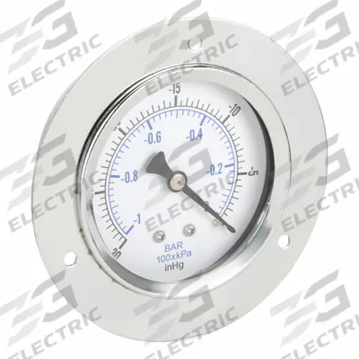 PIC GAUGES Panel-Mount Vacuum Gauge: Front Flange, 2 1/2 in Dial, 1/8 in NPT Male - Front-Flange Panel-Mount with Copper Wetted Parts