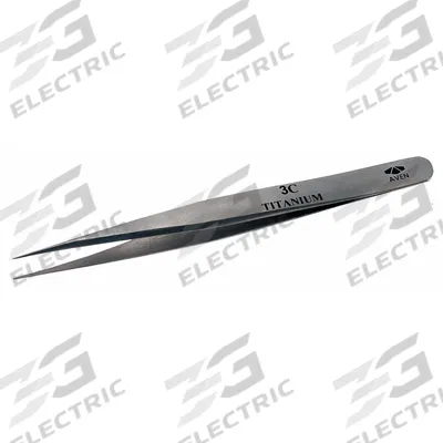 AVEN Tweezers: Titanium, Point, Straight Tip - Solder-Resistant Titanium Tweezers