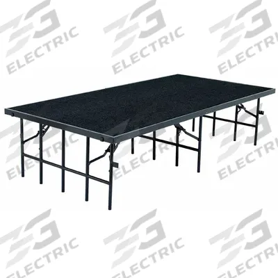 NATIONAL PUBLIC SEATING Portable Stage: Black, 16 in Max Overall Ht, 96 in Overall Lg, Plywood - Fixed Height Portable Stages