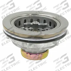 PERFECT PUTTY Strainer: Stainless Steel, Chrome, 2 1/2 in Overall Ht, 4 1/2 in Overall Dia, Threaded (MPN 59-3150). Key specifications — Product Type: Sink Drain; Brand: PERFECT PUTTY; Finish: Chrome; Material: Stainless Steel; Includes: Basket with Spring Lock Post.