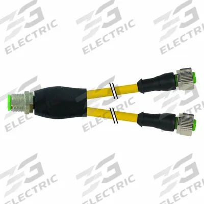 MURRELEKTRONIK Cordset: M12 Male Straight X (2) M12 Female Straight, 4 Pins, Yellow, PUR - M12 to M12 Y-Distributor Cordsets with PUR Jacket for Twisting Applications