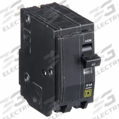 SQUARE D Miniature Circuit Breaker: 60 A, 120/240V AC, Single Phase, 10kA at 120/240V AC, 2 Poles (MPN QO260). Key specifications — Phase: Single; Amps: 60 A; AC Voltage Rating: 120/240V AC; Max. AIR Rating: 10kA at 120/240V AC; For Use With: QO Load Centers and NQ Panelboards; Brand: SQUARE D.