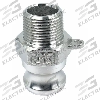 APPROVED VENDOR Cam and Groove Adapter: 3/4 in Coupling Size, 3/4"-14 Thread Size, 2 9/32 in Overall Lg - Type F Stainless Steel Cam & Groove Fittings