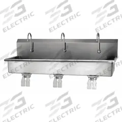 SANI-LAV Wash Station: 3 Stations, 8 in Bowl Dp, 57 in Bowl Lg, 16 1/2 in Bowl Wd, Faucet Included (MPN 56WSL-0.5). Key specifications — Includes Side Splash: Side Splash Not Included; Series: Stainless Steel Wash-Station; Brand: SANI-LAV.