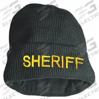 HEROS PRIDE Sheriff Hat: Universal, Black, Acrylic Knit Fleece Lined (MPN 6813). Key specifications — Color: Black; Size: Universal; Material: Acrylic Knit Fleece Lined.