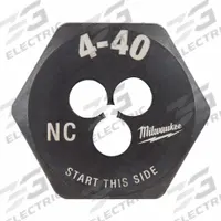 MILWAUKEE Hex Threading Die: #4-40 UNC, 1 in Hex Wd, Black Oxide Carbon Steel (MPN 49-57-5308)
