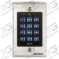 SECURITRON Keyless Access Control Keypad: 4 1/2 in Ht, 3/16 in Dp, 2 3/4 in Wd, Stainless Steel (MPN DK-12). Key specifications — Brand: SECURITRON; Color: Gray.